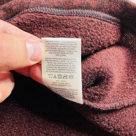 Eddie Bauer Sweater Men XL‎ Maroon Fleece 1/4 Zip Pullover Collared Outdoor - Picture 4 of 12